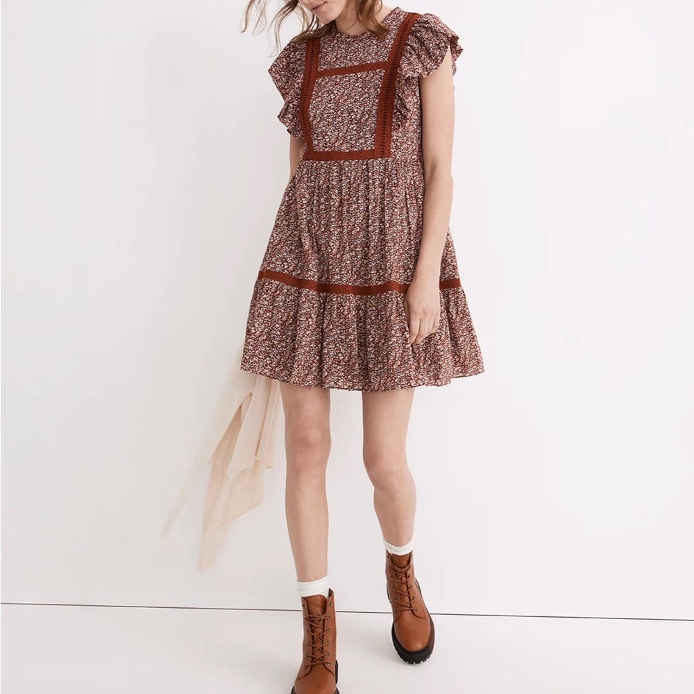 Madewell Flutter-Sleeve Mini Dress in Cottage Garden